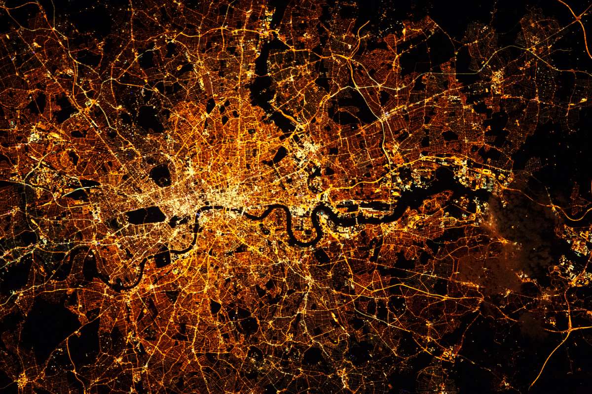 London city lights map at night