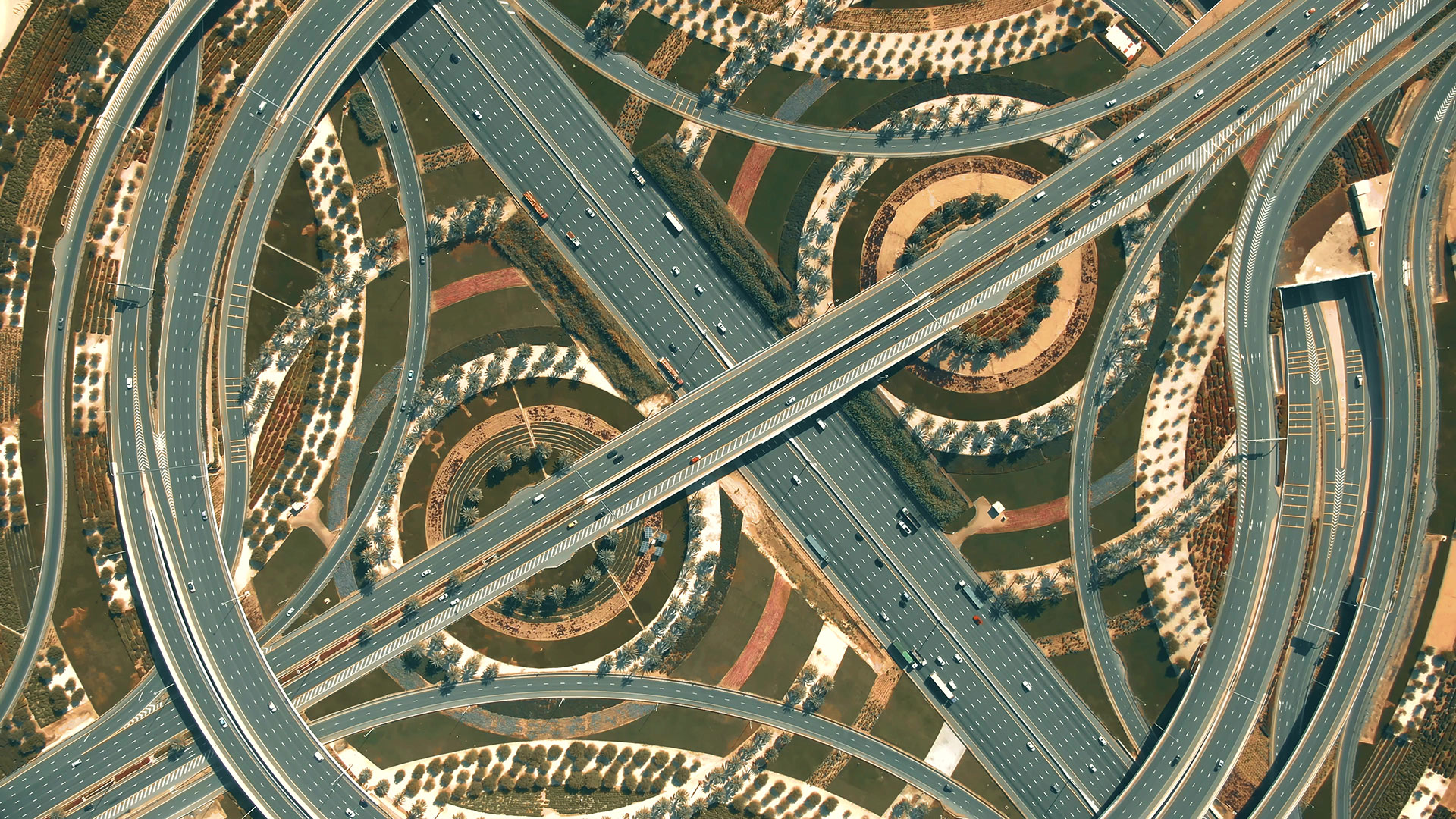 Big highway interchange traffic in Dubai