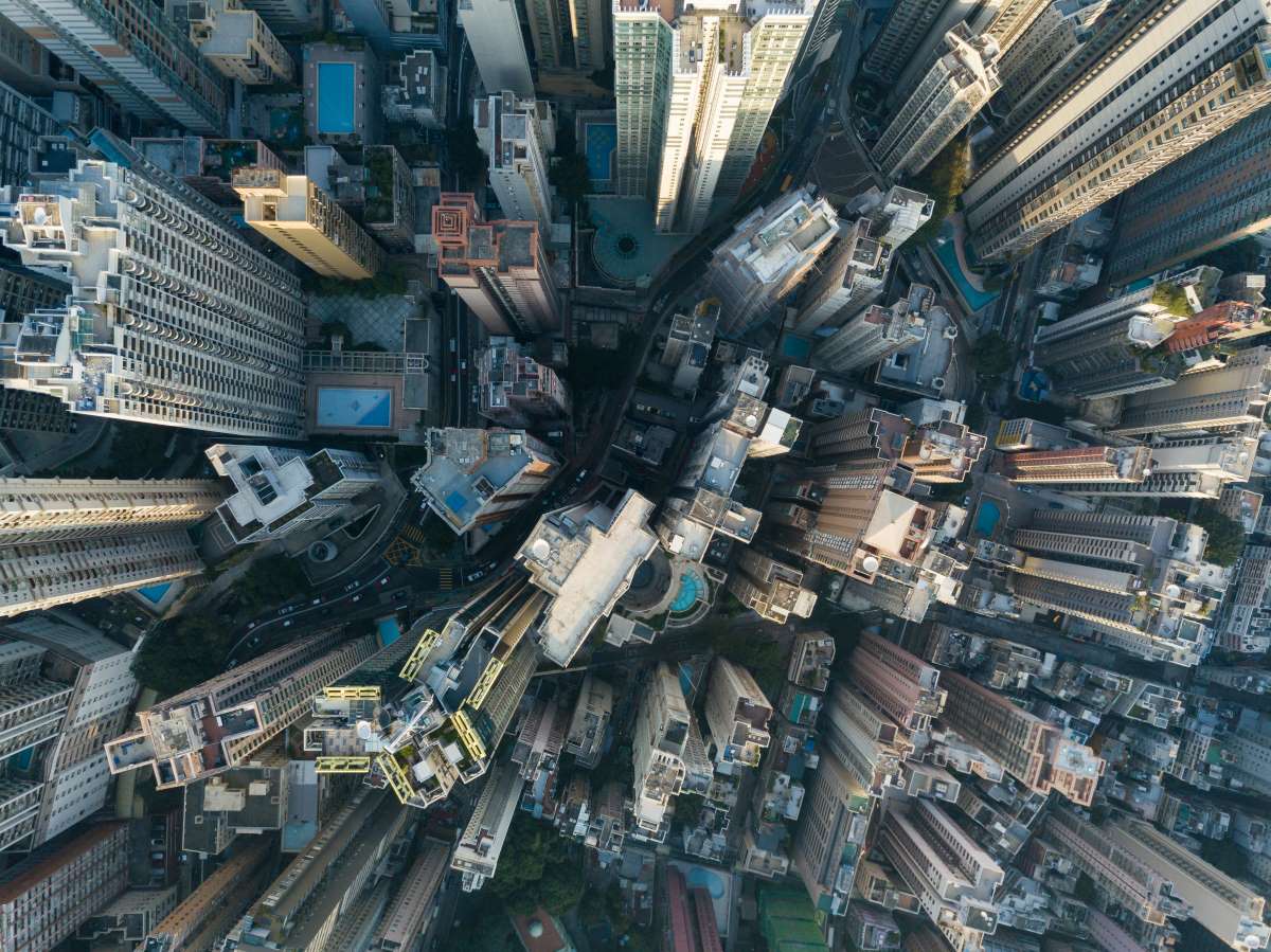 City Top View of Skyscrapers in Hong Kong city