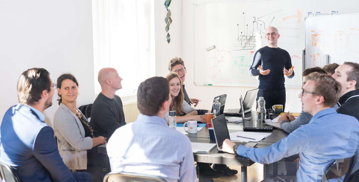 Informal_Business_Meeting_Whiteboard Relaxed informal IT business meeting