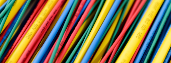 Zoomed in array of colorful wires
